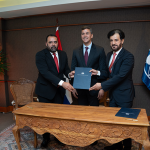 César Ramírez Ministro de la Secretaría Nacional de Deportes de Paraguay, Santiago Peña Presidente de Paraguay, Mohammed Ben Sulayem Presidente de la FIA.